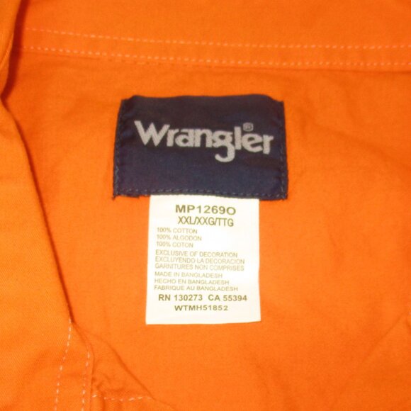 Wrangler 20 X Western Shirt Men's Orange Pearl Snap Longhorn Rodeo Size 2XL - Picture 4 of 6